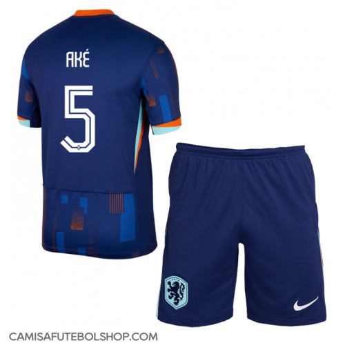 Camisa de time de futebol Holanda Nathan Ake #5 Replicas 2º Equipamento Infantil Europeu 2024 Manga Curta (+ Calças curtas)